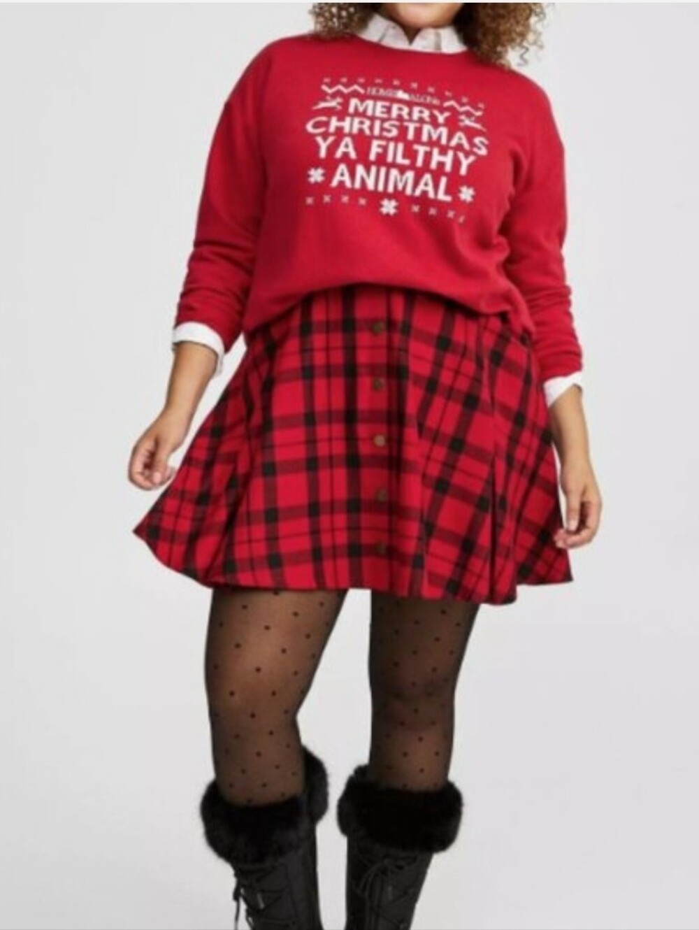 Torrid Red And Black Plaid Button-Front Mini Skater Skirt Size 2X NWT